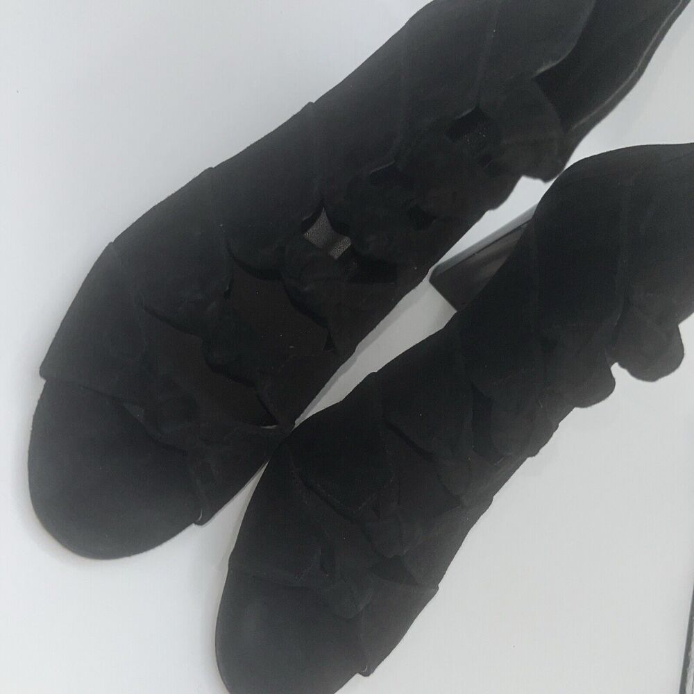 Vaneli Black Peep-Toe Ruffle Booties - Picture 2 of 8